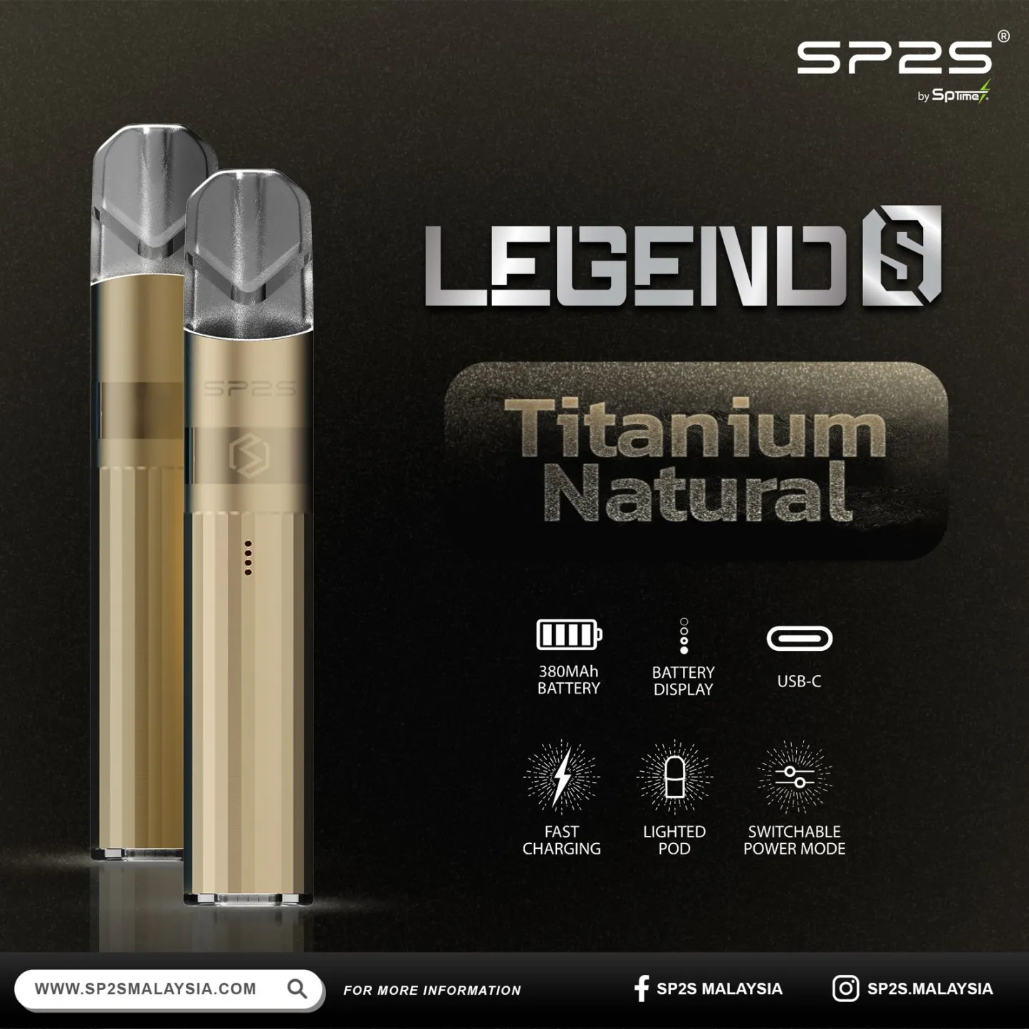 ✨壹灣現貨✨sp2s Legend S傳奇版主機 sp2s鈦發光主機 一代升級煙桿 通配一代煙彈