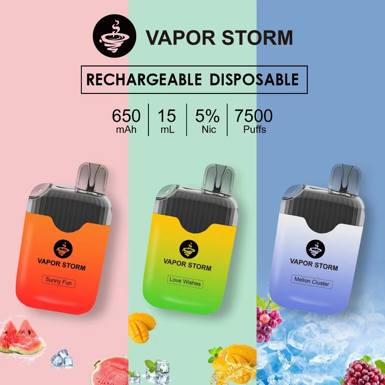 ✨壹灣現貨✨VAPOR STORM 風暴 一次性電子煙 7500PUFFS 大容量拋棄式電子煙 15ml大容量煙油 可充電