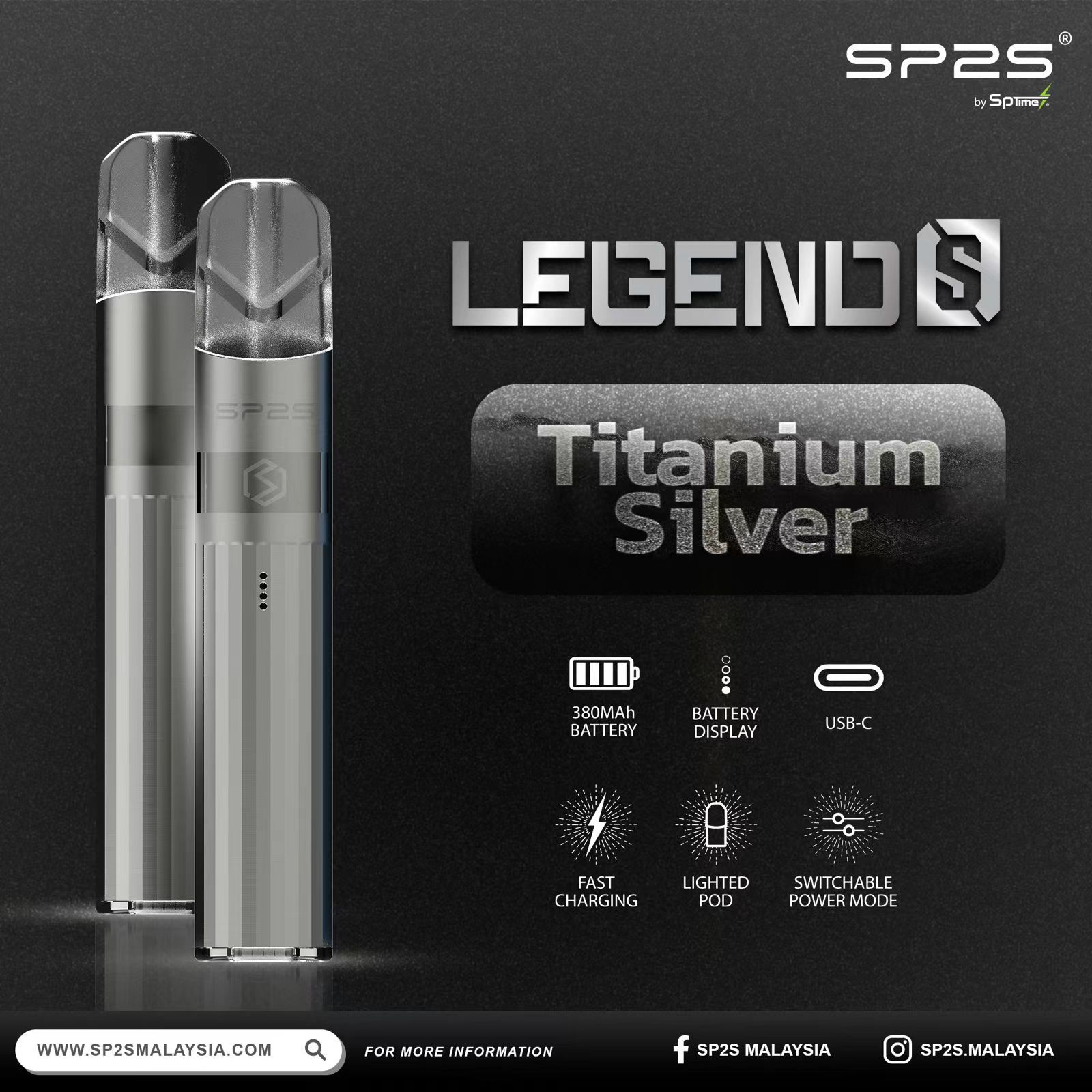 ✨壹灣現貨✨sp2s Legend S傳奇版主機 sp2s鈦發光主機 一代升級煙桿 通配一代煙彈